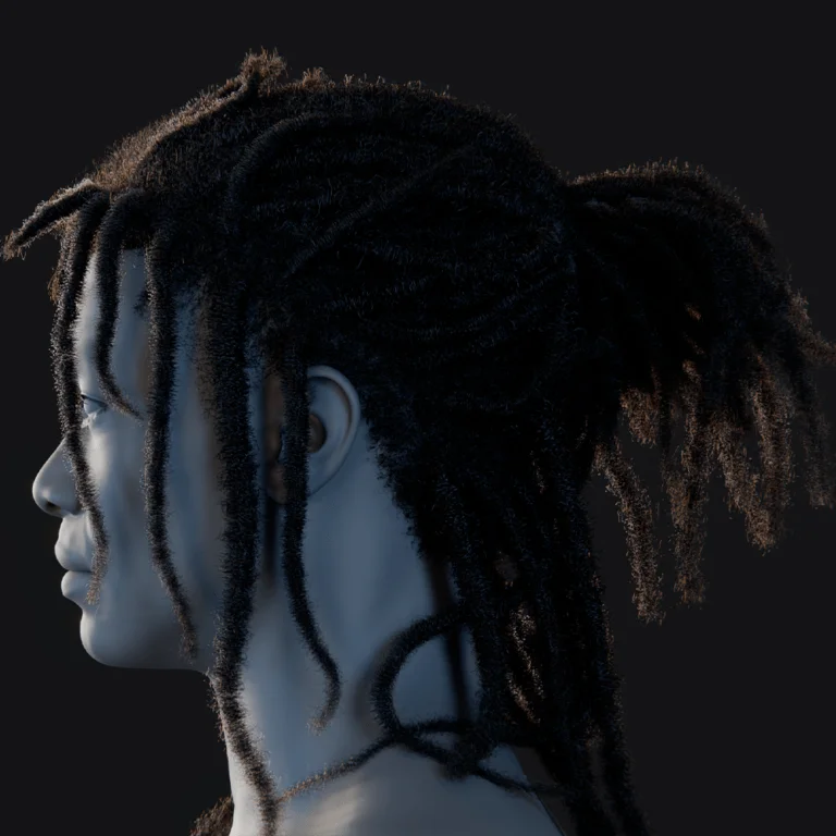 PixelHair ready-made Jcole dreads 3D hairstyle in Blender using hair particle system
