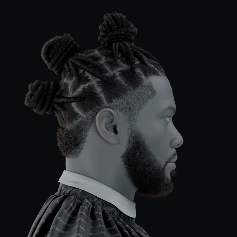 PixelHair ready-made Omarion dreads Knots 3D hairstyle in Blender using hair particle system