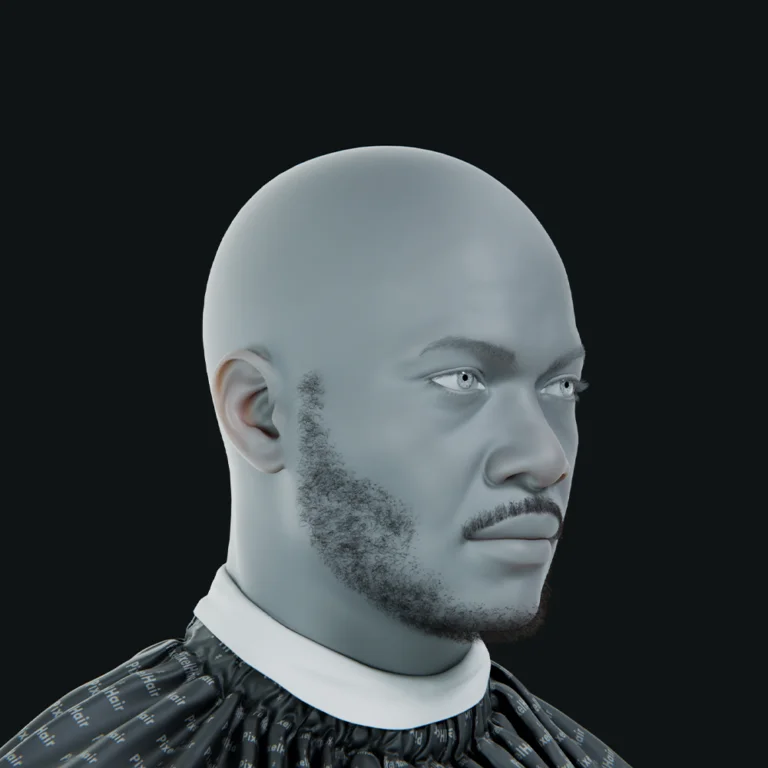 PixelHair ready-made short 3D beard in Blender using Blender hair particle system