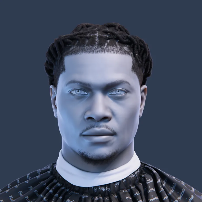 PixelHair pre-made Lil Baby Dreads Fade Taper in Blender using Blender hair particle system