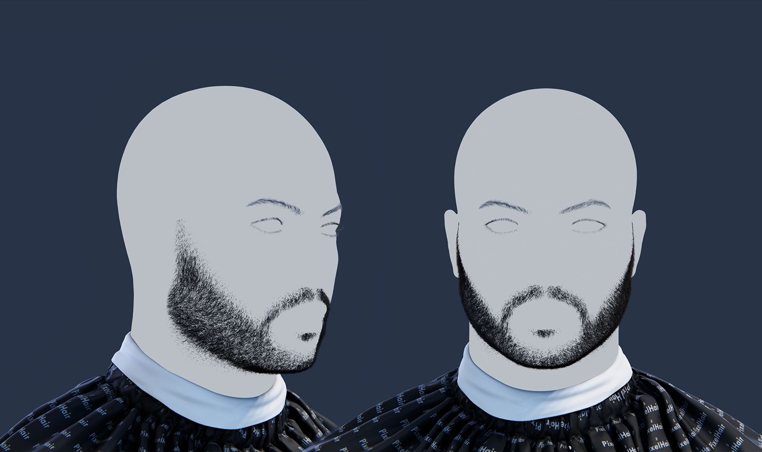 PixelHair ready-made full weeknd 3D moustache stubble beard in Blender using Blender hair particle system