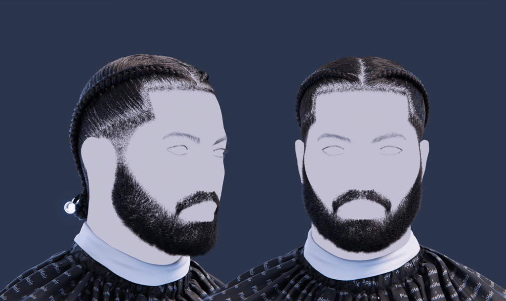Blender Smooth Hair Curves Geometry Nodes Preset Pixelhair pre-made drake double braids fade taper in blender using blender hair particle system