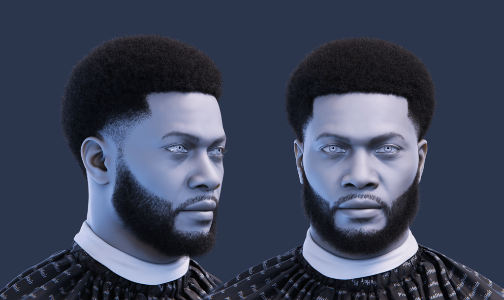 Pixelhair pre-made afro fade taper in blender using blender hair particle system