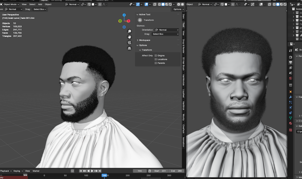 Mastering Customization Of Pixelhair Assets For Any 3D Character In Blender Pixelhair pre-made afro fade taper in blender using blender hair particle system