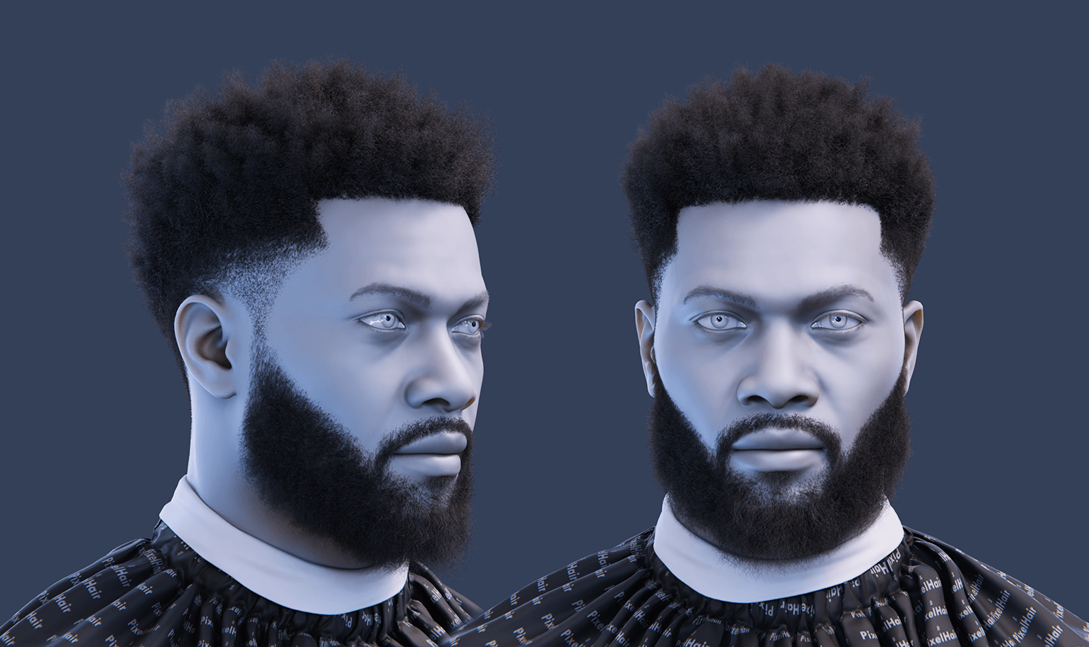 PixelHair pre-made Afro Fade Taper in Blender using Blender hair particle system