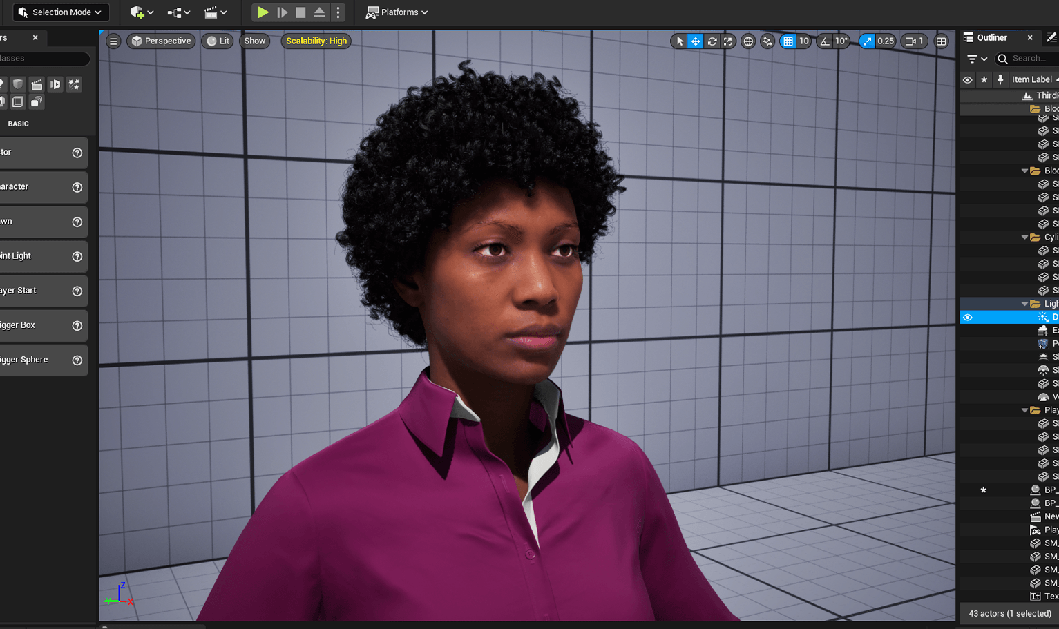 PixelHair pre-made Curly Afro 3D hairstyle on a metahuman in Unreal Engine 5 using Blender hair particle system