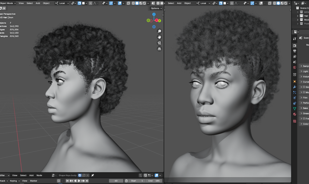 Pixelhair On Stylized Characters In Blender: Achieving Studio-Quality Hair With Ease Pixelhair pre-made female 3d character curly mohawk afro in blender using blender hair particle system