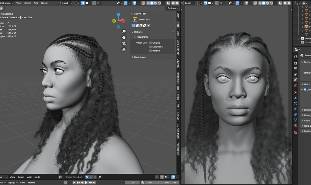 Mastering Customization Of Pixelhair Assets For Any 3D Character In Blender Pixelhair pre-made female 3d character curly braided afro in blender using blender hair particle system