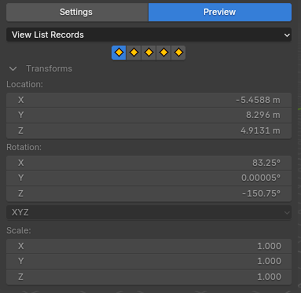 View List Records Blender preview view records view record list view table blender addon- the view keeper. Store multiple camera angles in blender