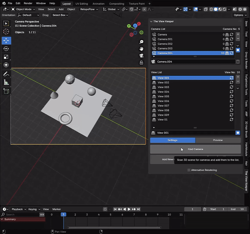 Animation/Multi-Rendering Blender keyframe records the view keeper settings blender addon- the view keeper. Store multiple camera angles in blender