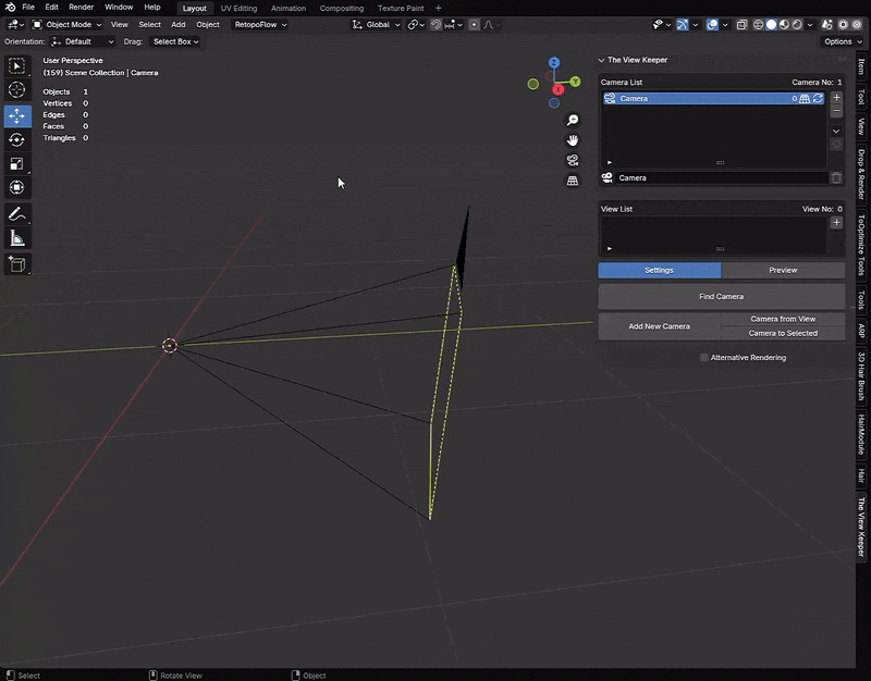 Camera List Table Blender remove camera install blender addon- the view keeper. Store multiple camera angles in blender