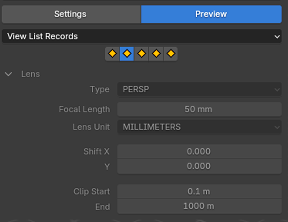 View List Records Blender lens settings preview view records view record list view table blender addon- the view keeper. Store multiple camera angles in blender