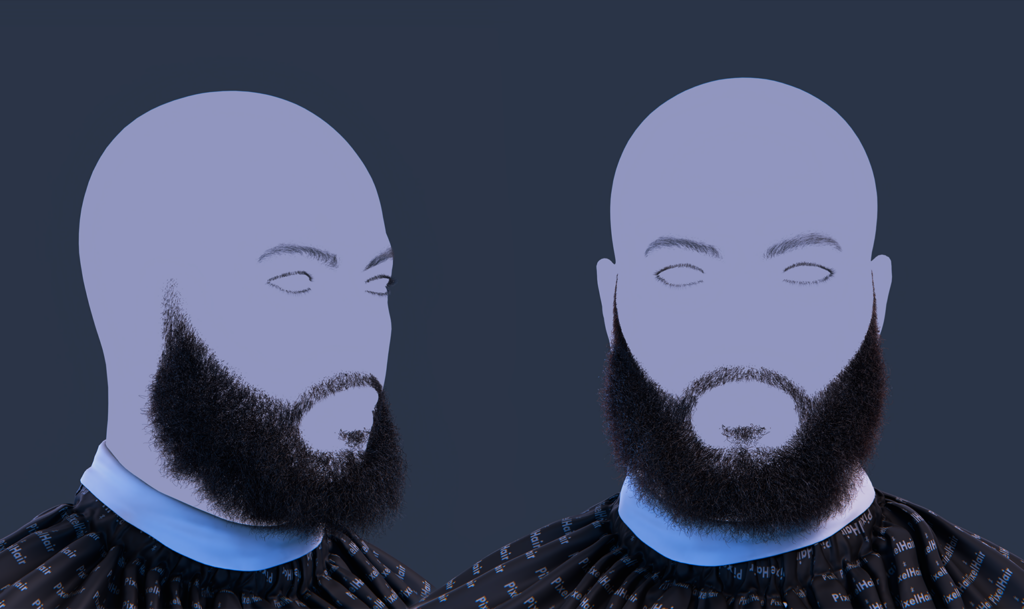 Pixelhair realistic 3d character full beard in blender using blender hair particle system