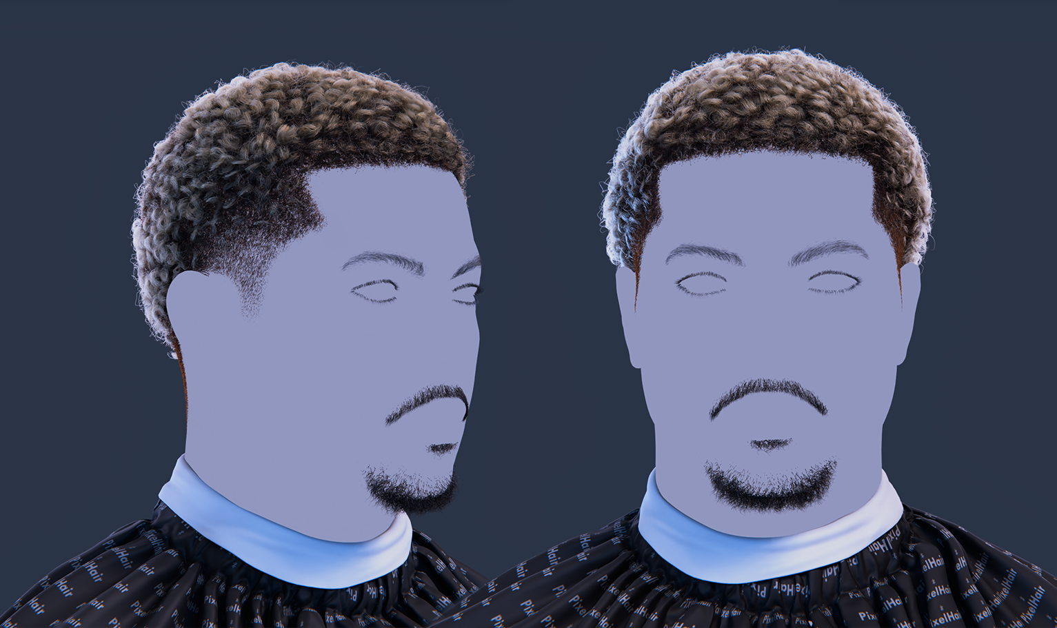 PixelHair Realistic 3d character curly afro fade taper 4c hair in Blender using Blender hair particle system
