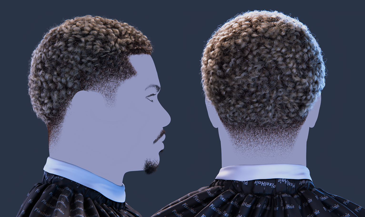 PixelHair Realistic 3d character curly afro fade taper 4c hair in Blender using Blender hair particle system