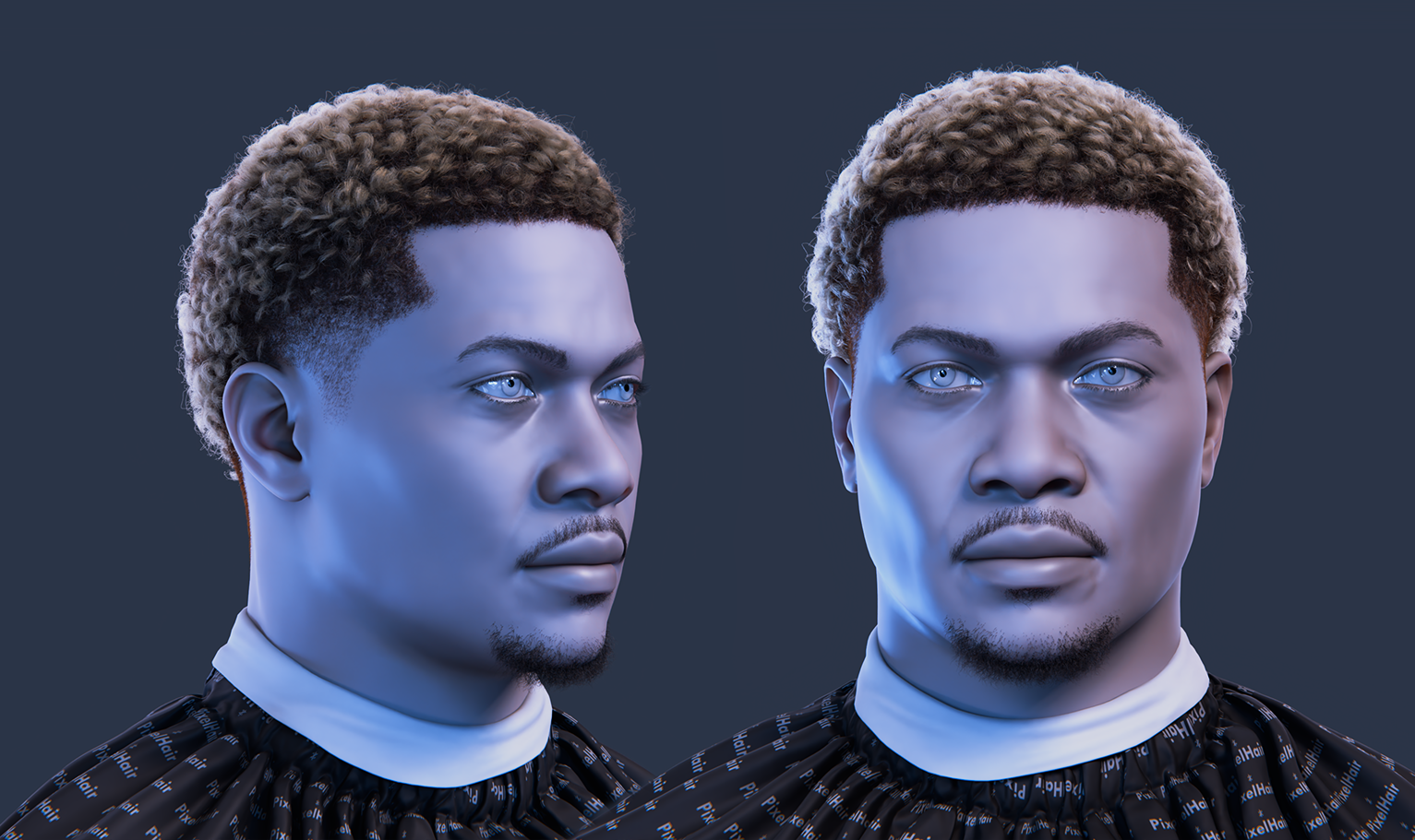 PixelHair Realistic 3d character curly afro fade taper 4c hair in Blender using Blender hair particle system