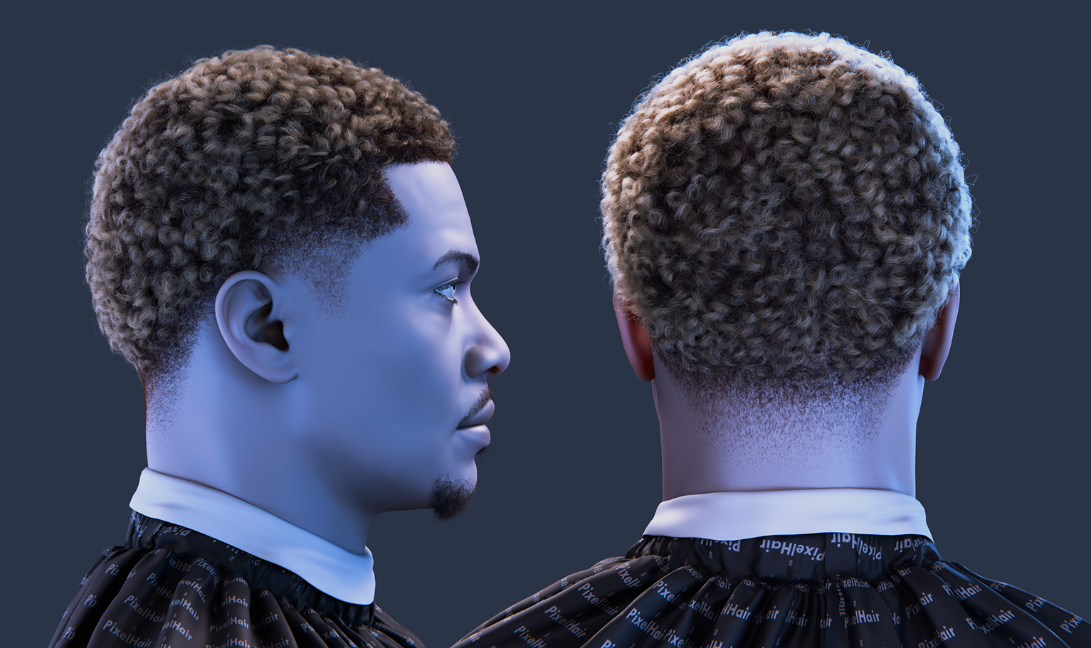 PixelHair Realistic 3d character curly afro fade taper 4c hair in Blender using Blender hair particle system