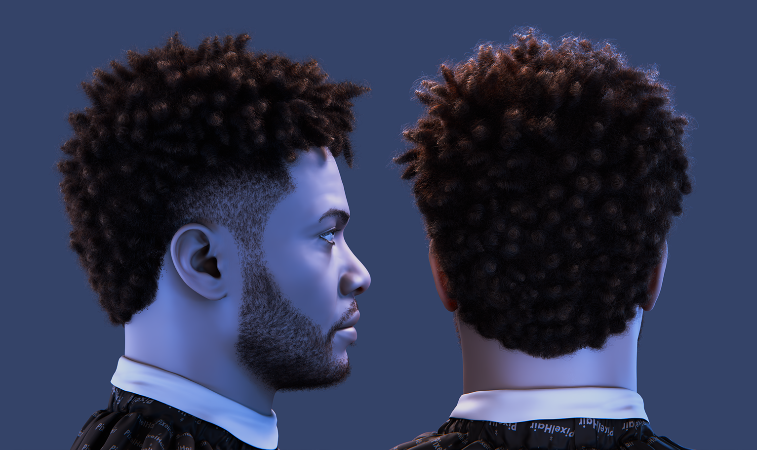 PixelHair Realistic 3d character bob mohawk Dreads taper 4c hair in Blender using Blender hair particle system