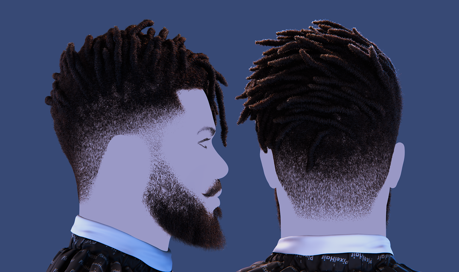PixelHair Realistic Killmonger from Black Panther Dreads fade 4c hair in Blender using Blender hair particle system