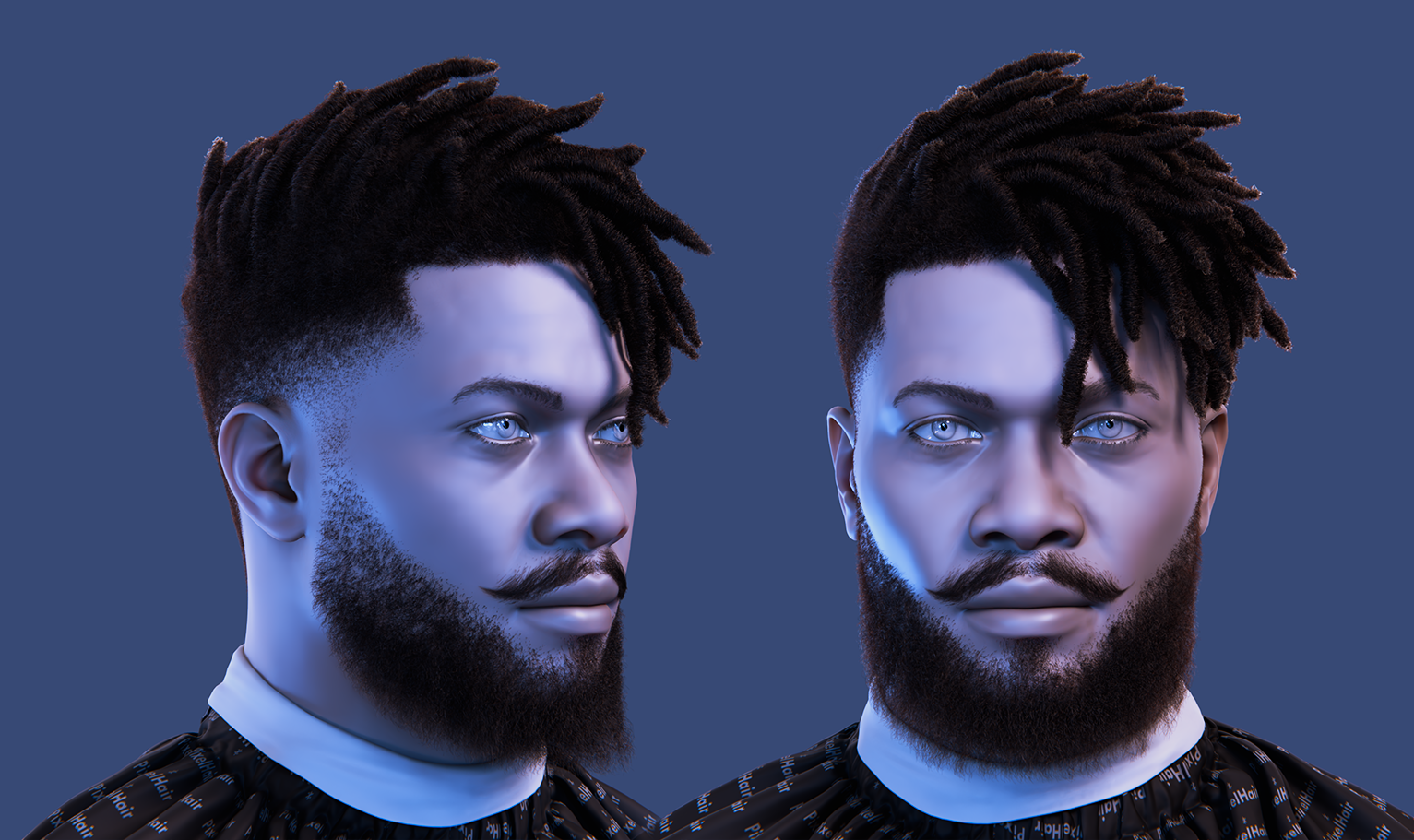 PixelHair Realistic Killmonger from Black Panther Dreads fade 4c hair in Blender using Blender hair particle system