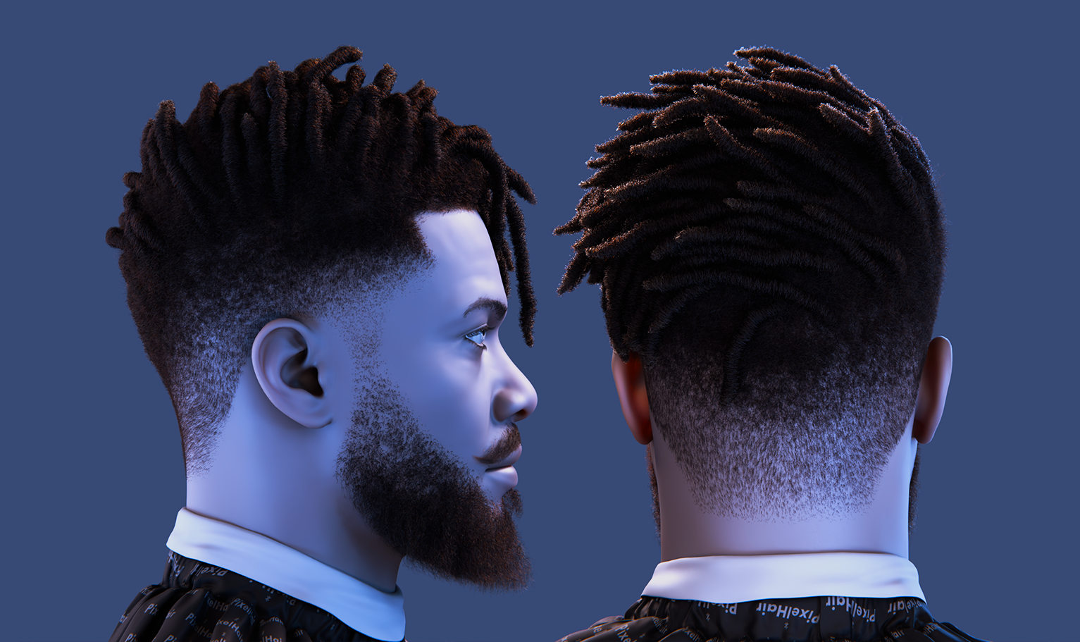 PixelHair Realistic Killmonger from Black Panther Dreads fade 4c hair in Blender using Blender hair particle system