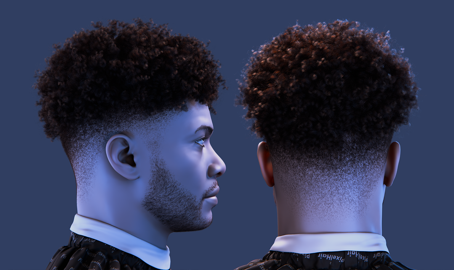 PixelHair Realistic 3d character curly afro taper 4c hair in Blender using Blender hair particle system