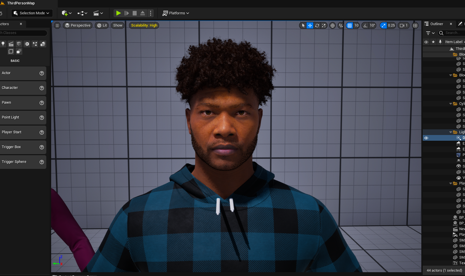 PixelHair Realistic 3d character curly afro taper 4c hair on a metahuman in Unreal Engine 5 using Blender hair particle system