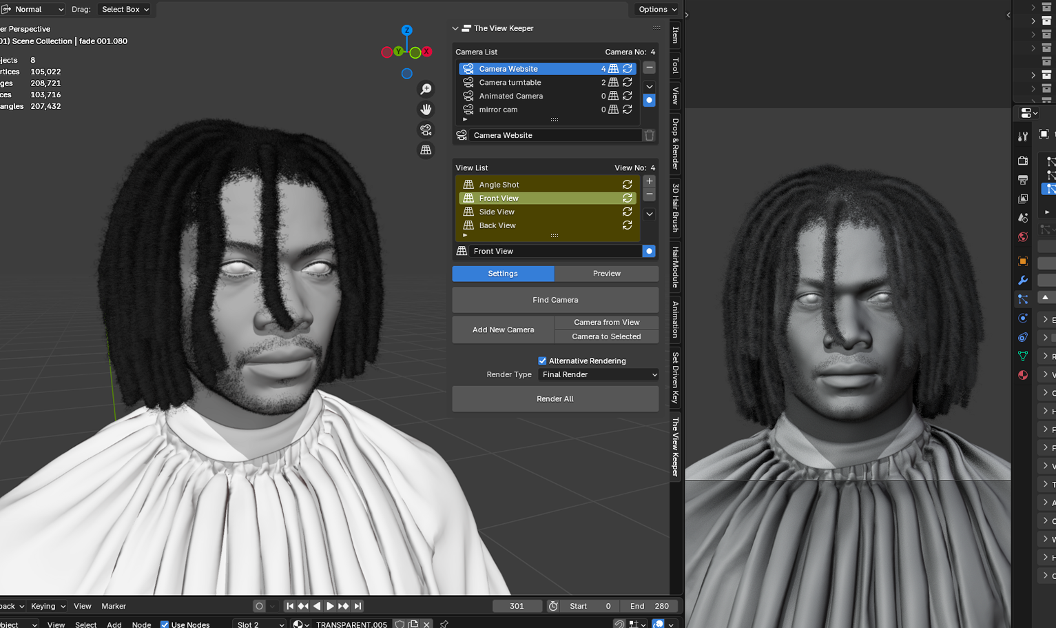 PixelHair Realistic r Dreads 4c hair in Blender using Blender hair particle system