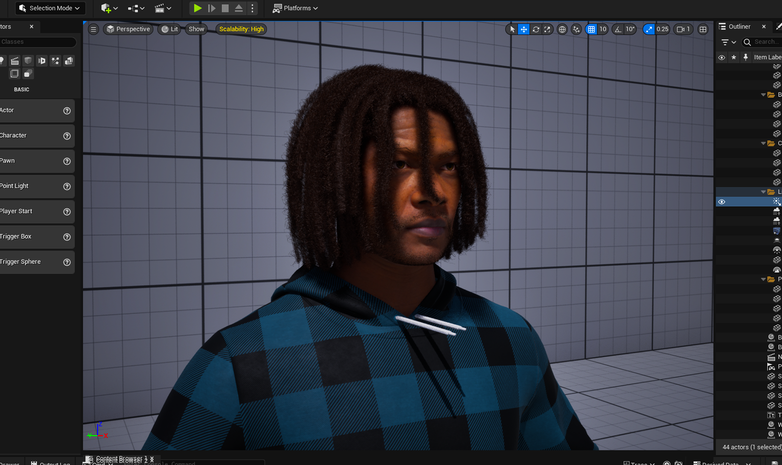PixelHair Realistic Dreads 4c hair on a metahuman in Unreal Engine 5 using Blender hair particle system