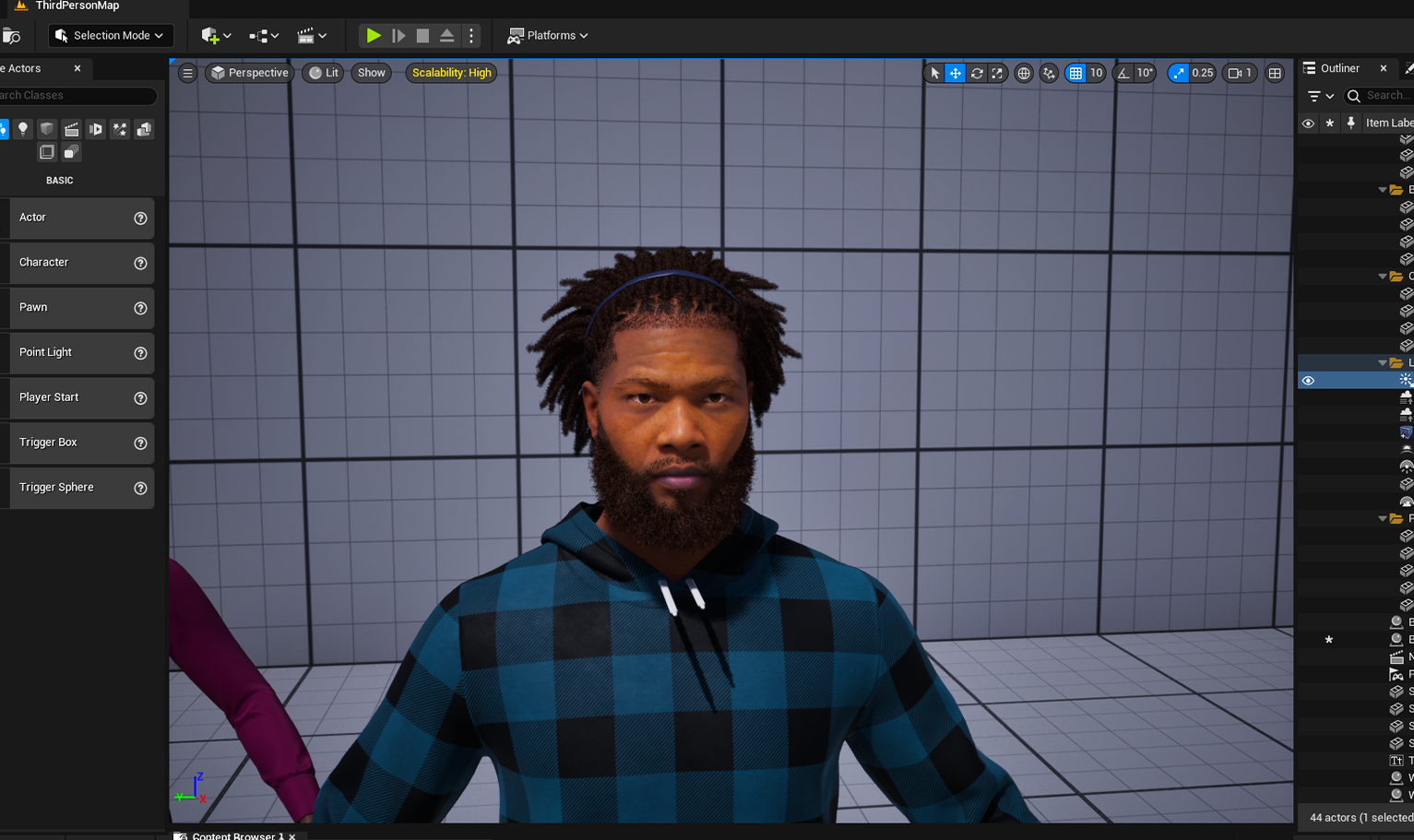 PixelHair Realistic Dreads 4c hair on a metahuman in Unreal Engine 5 using Blender hair particle system