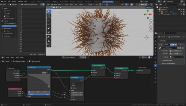 Convert 3D Hair Curves & Geometry Nodes To Mesh In Blender Easy