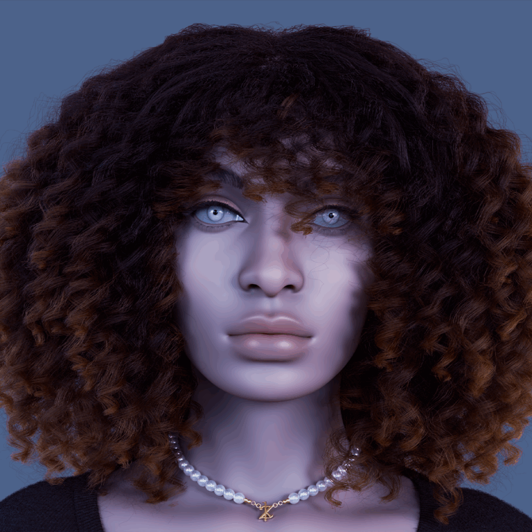 PixelHair Realistic female 3d character curly bangs afro 4c hair in Blender using Blender hair particle system