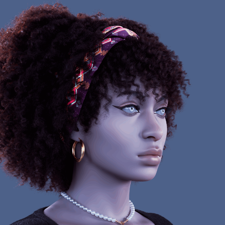 PixelHair Realistic female 3d character curly afro 4c big bun hair in Blender using Blender hair particle system