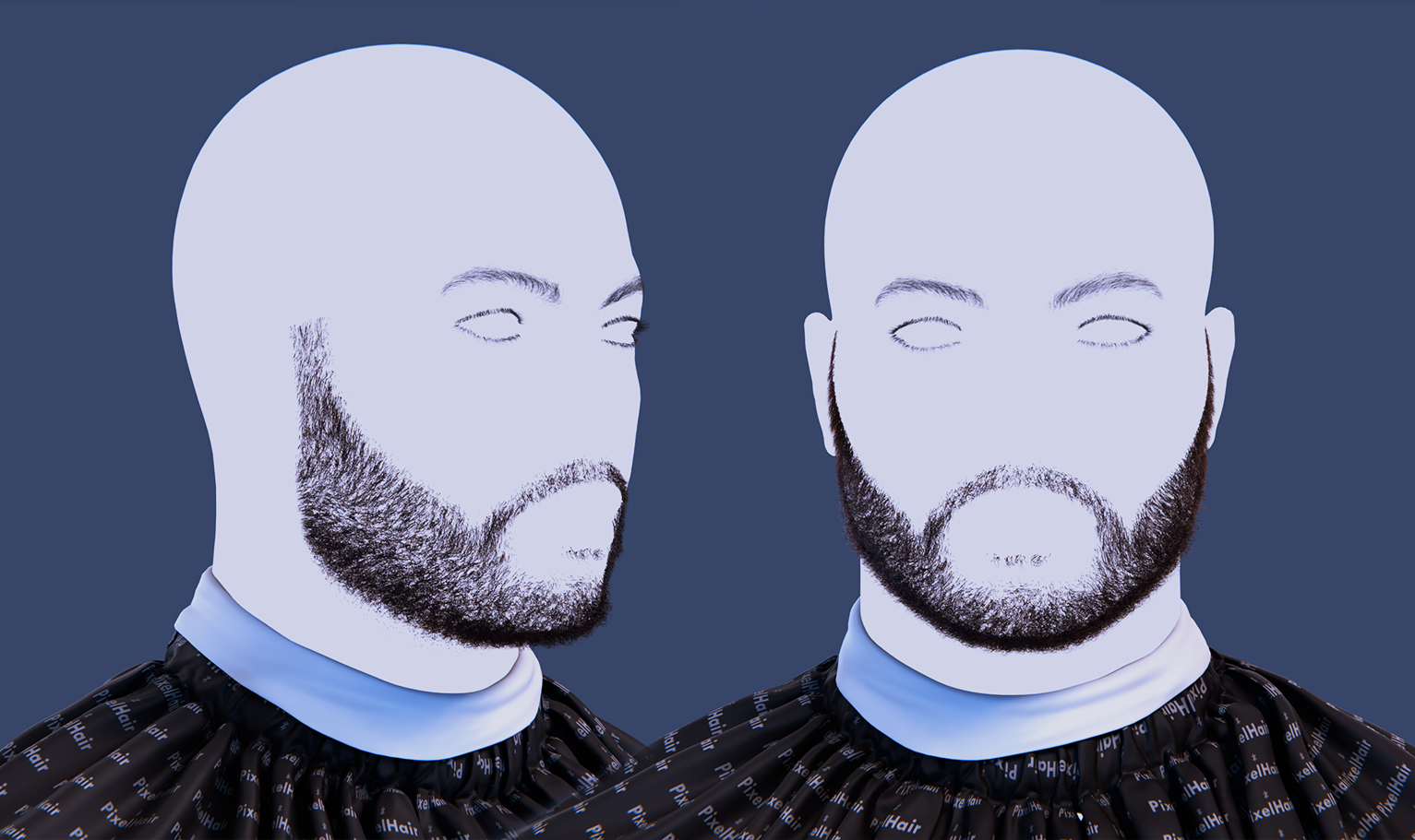 PixelHair ready-made 3D full stubble beard with in Blender using Blender hair particle system