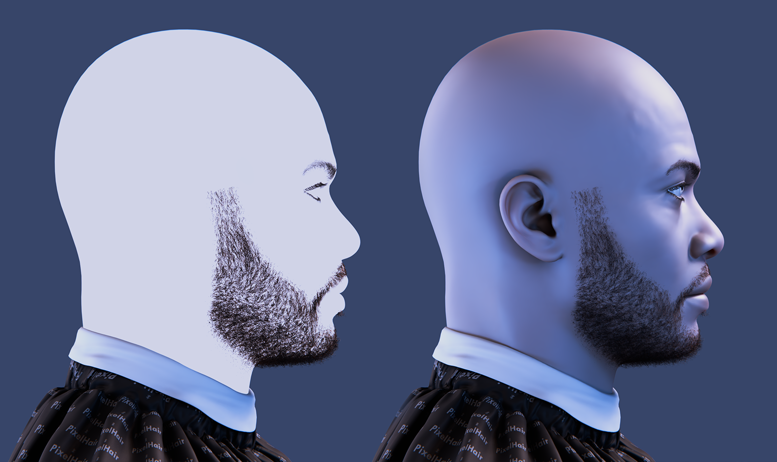 PixelHair ready-made 3D full stubble beard with in Blender using Blender hair particle system