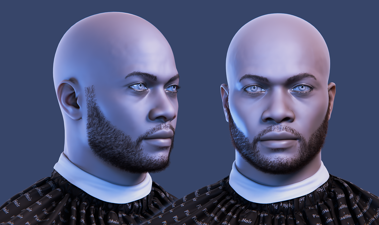 PixelHair ready-made 3D full stubble beard with in Blender using Blender hair particle system