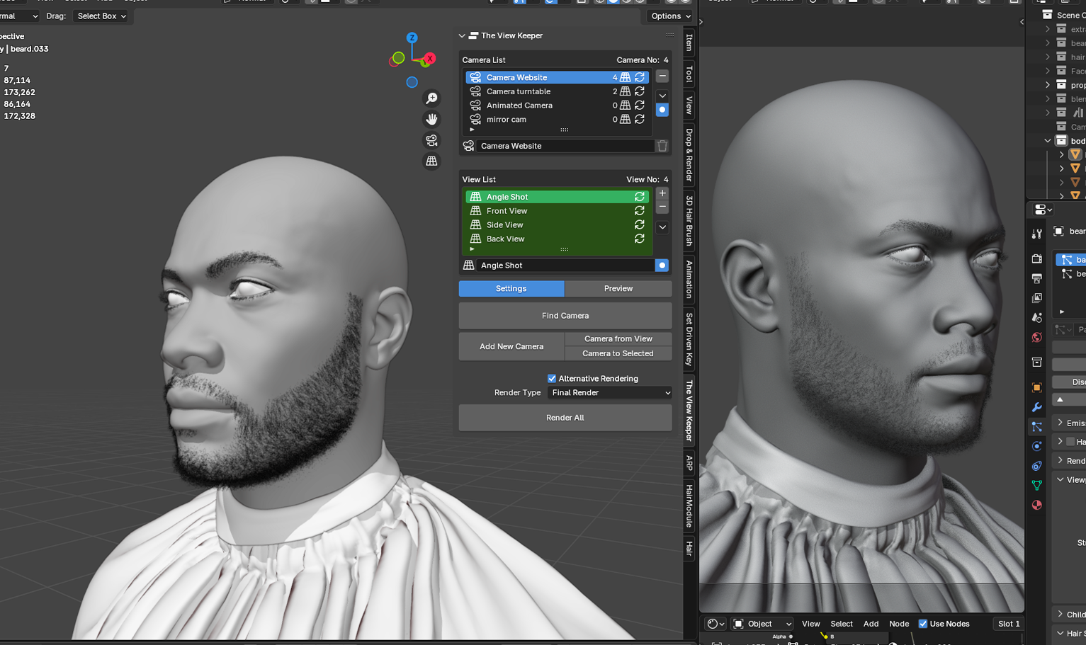 PixelHair ready-made 3D full stubble beard with in Blender using Blender hair particle system