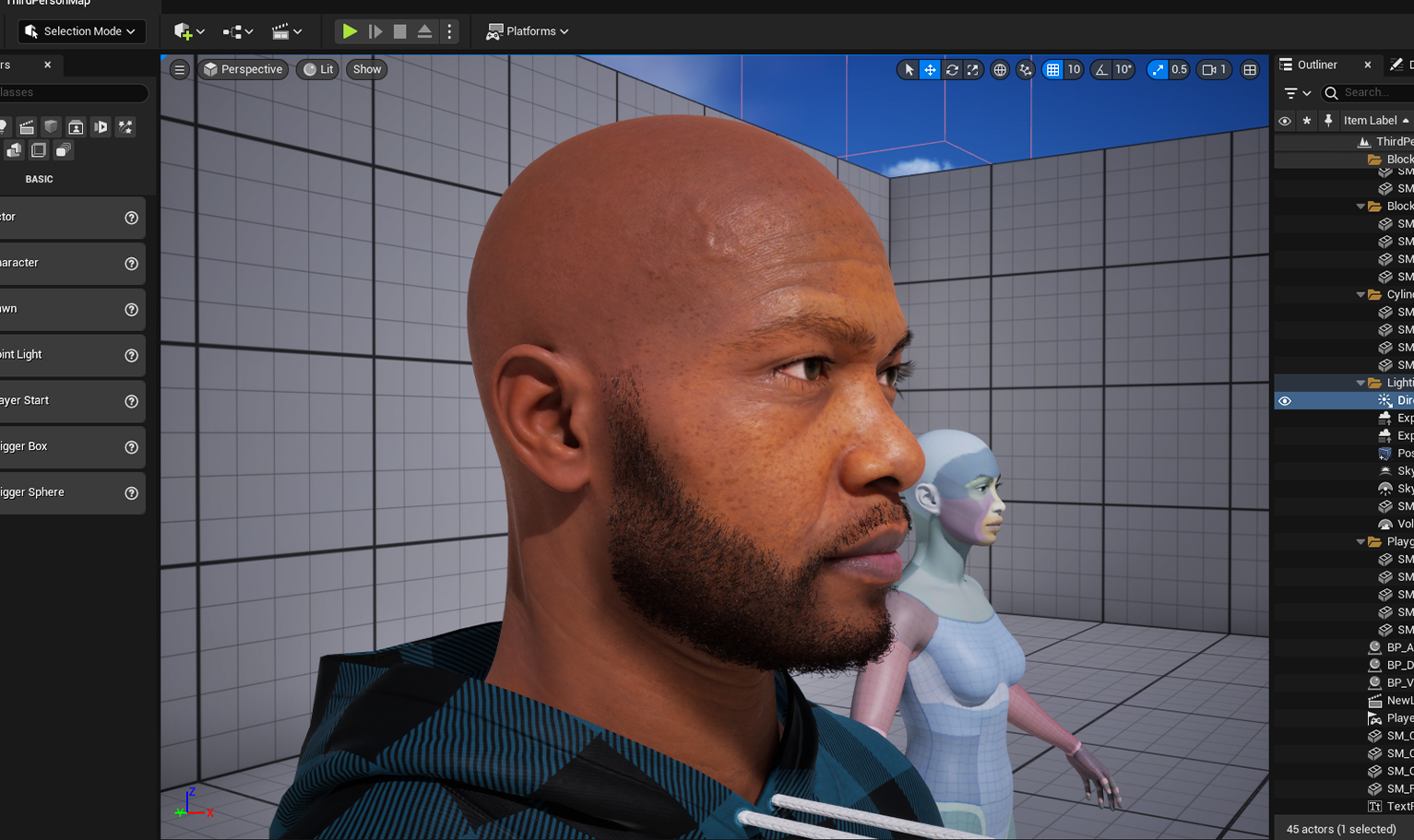 PixelHair Realistic 3d character full stubble beard on a metahuman in Unreal Engine 5 using Blender hair particle system