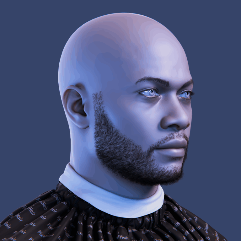 PixelHair ready-made 3D full stubble beard with in Blender using Blender hair particle system