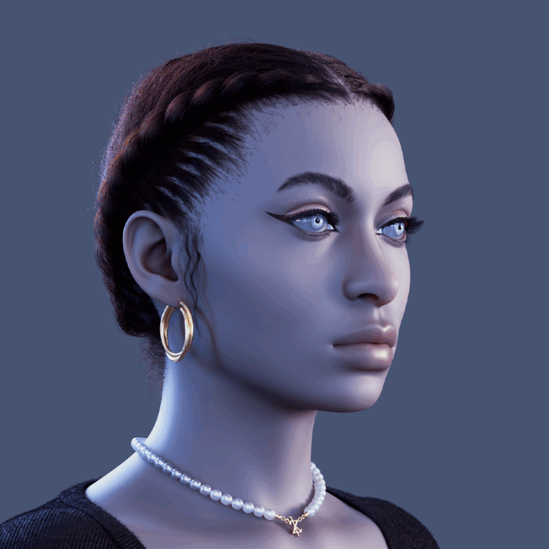 yelzkizi PixelHair Realistic female 3d character 4 twist braids 4c afro bun hair with hair clip in Blender using Blender hair particle system