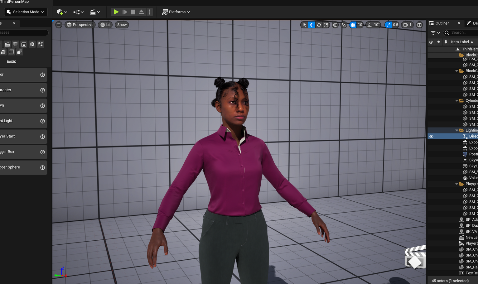 yelzkizi PixelHair Realistic female 3d character 4 braid bun afro 4c hair on a metahuman in Unreal Engine 5 using Blender hair particle system