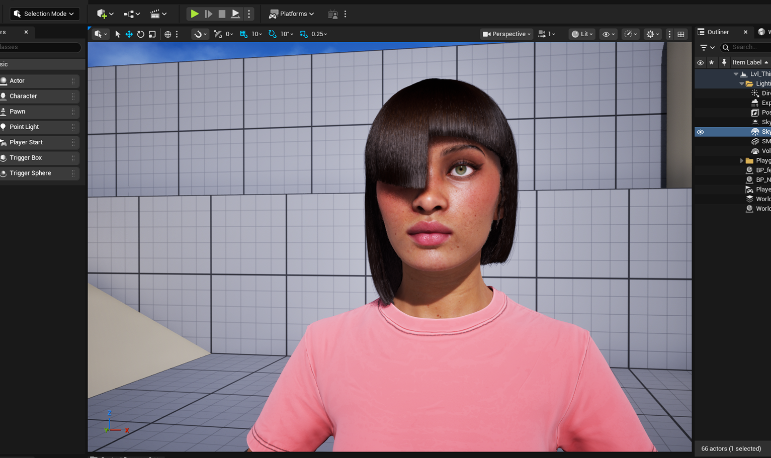 yelzkizi PixelHair Realistic female 3d character Cardi B bob wig with bangs 3d hair on a metahuman in Unreal Engine 5 using Blender hair particle system