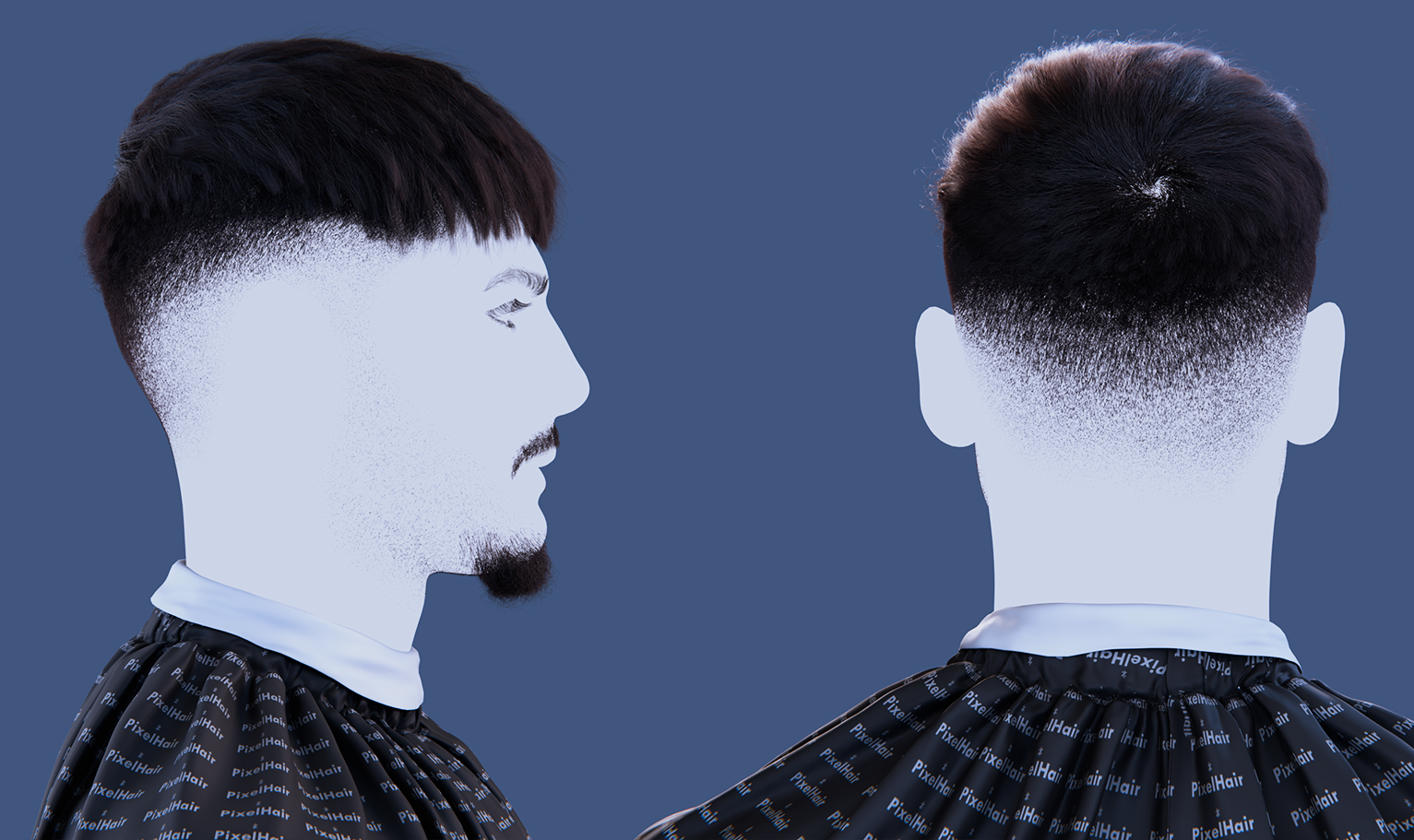 yelzkizi PixelHair Realistic Yeat French Crop Fade male 3d character 3d hair in Blender using Blender hair particle system