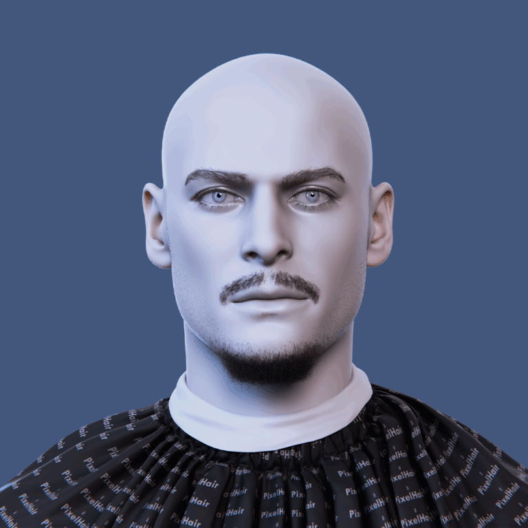 yelzkizi PixelHair Realistic Yeat-Style Van Dyke Beard 3D in Blender using Blender hair particle system