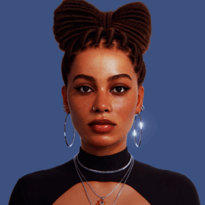 yelzkizi PixelHair Realistic female 3d character Bow Bun Locs Updo 3d hair in Blender using Blender hair particle system