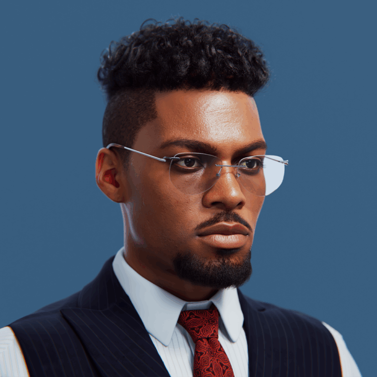 yelzkizi PixelHair Realistic male 3d character Chris Brown Curly High-Top Fade 3d hair in Blender using Blender hair particle system