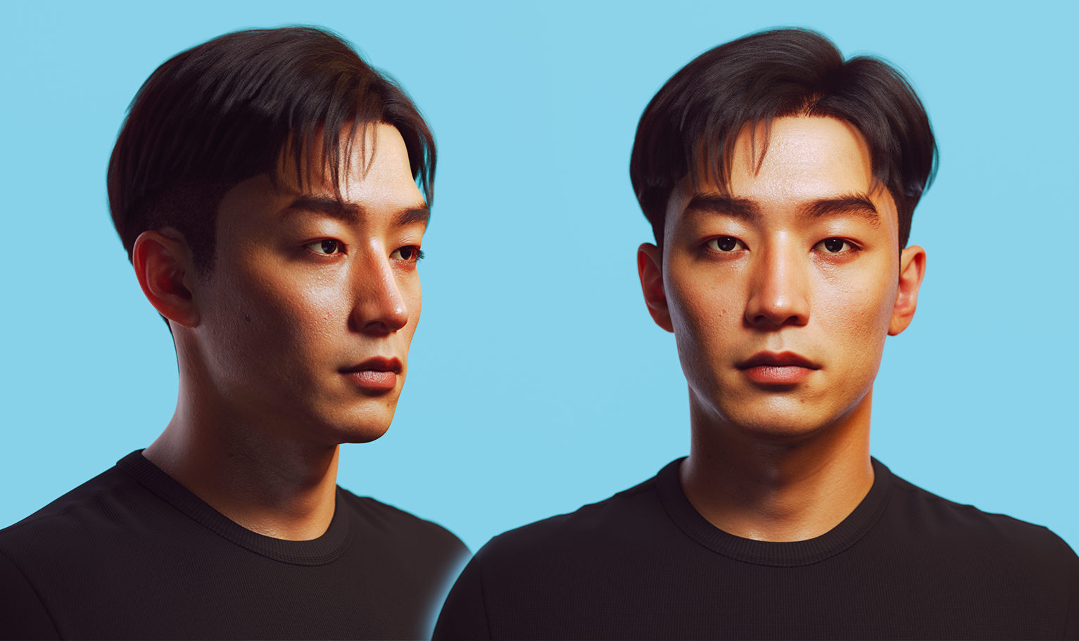 yelzkizi PixelHair Realistic Korean Two-Block Male 3d hair in Blender using Blender hair particle system