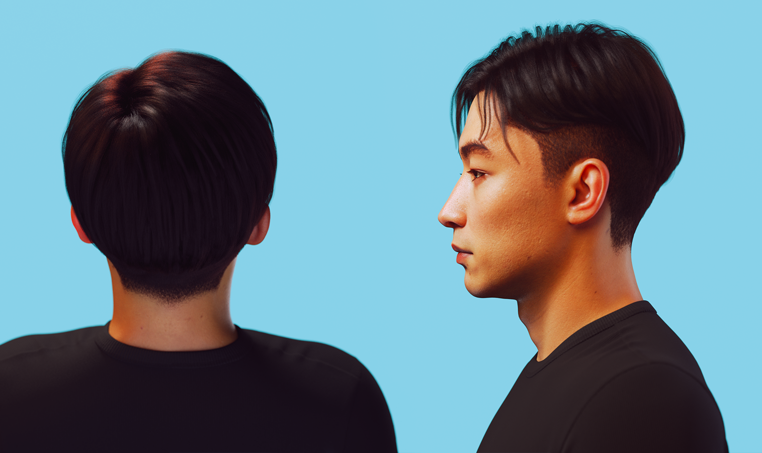 yelzkizi PixelHair Realistic Korean Two-Block Male 3d hair in Blender using Blender hair particle system