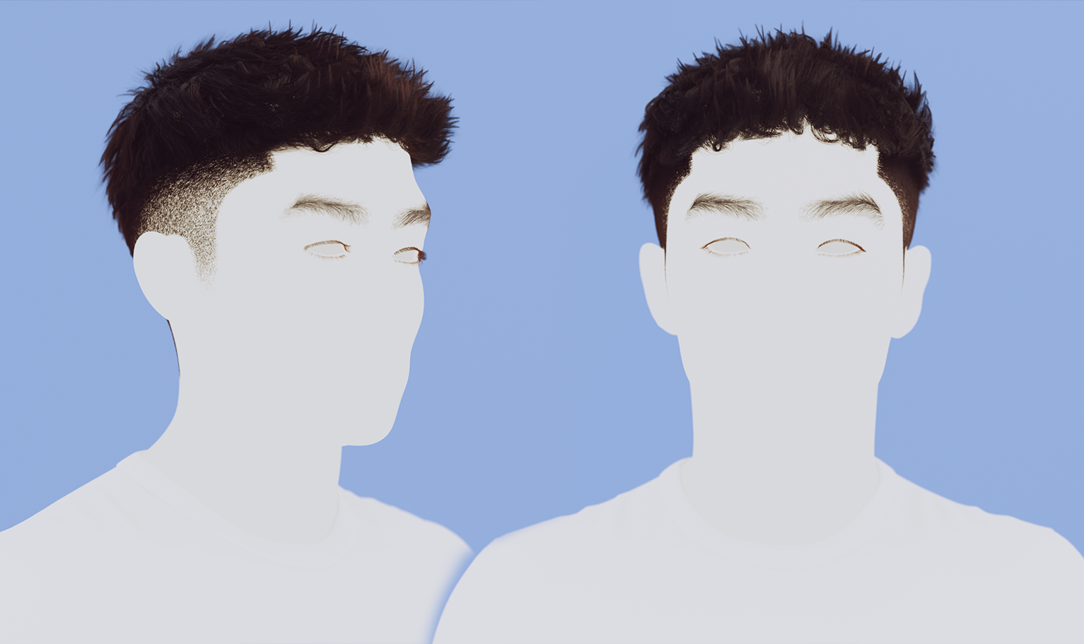 yelzkizi PixelHair Realistic Korean Two-Block Fade 3d hair in Blender using Blender hair particle system