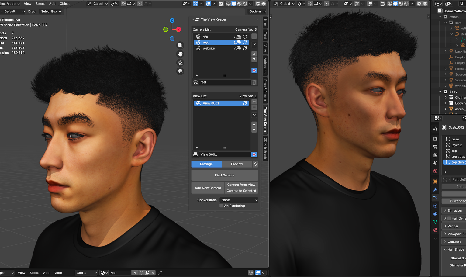 yelzkizi PixelHair Realistic Korean Two-Block Fade 3d hair in Blender using Blender hair particle system